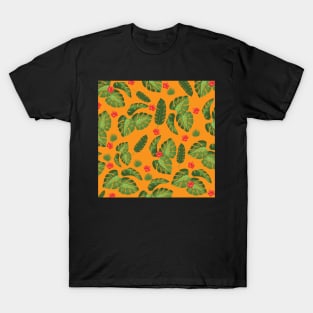 Tropical leaves Orange T-Shirt